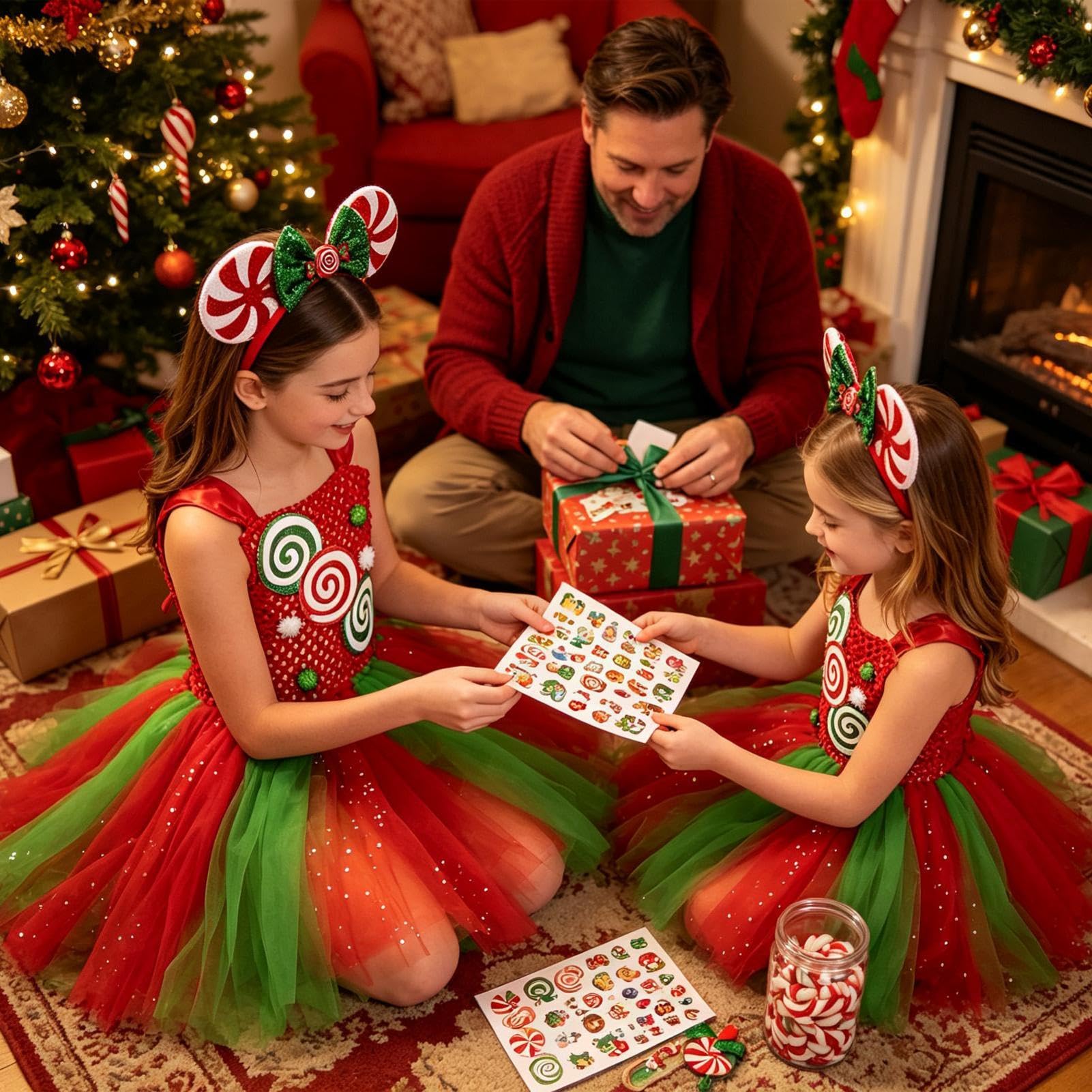 Vestito Tutù di Natale per Bambine Gonna Natalizia Costume da Bimba