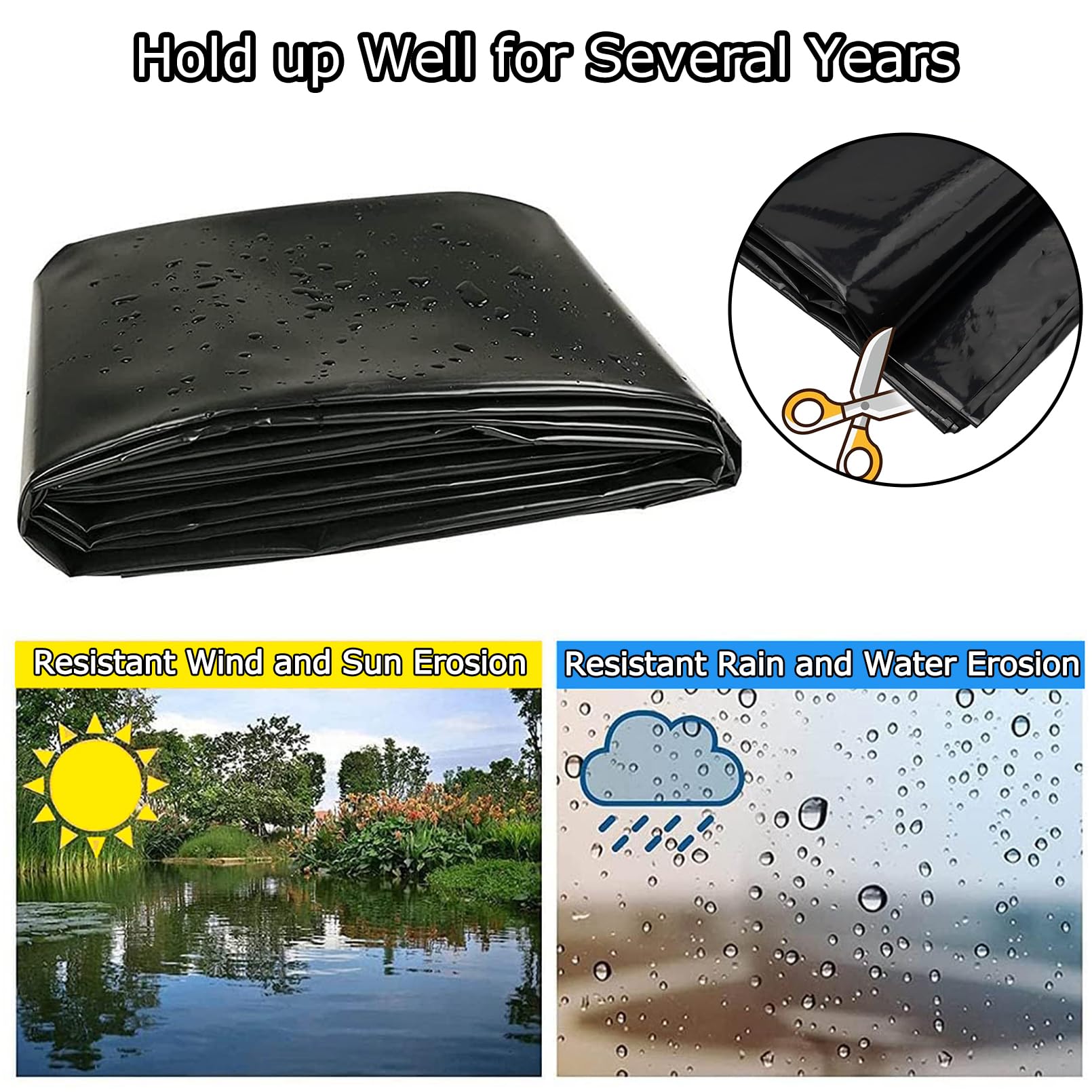 Revestimiento De Estanque Tortugas Exterior Duradero Negro, Revestimiento Resistente para Estanque de 4×5m, Pond Liner para Estanques,Construcc,Fuentes,Jardines Acuáticos y Cascadas