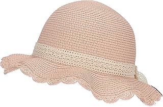 Sterntaler Lace Straw Hat - Fashionable Hat with Wave Brim and Lace Band - Girls' Sun Hat - UV Protection 50+ Hat - Baby and Children's Headgear - Beach Cap