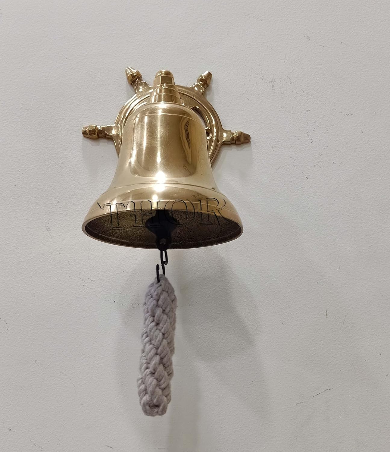 Nautical Wall Hanging Ship Bell Dinner Bell Tip Bell Indoor/Outdoor Decoration Bells (D-4 inch H-6 inch, Brass) Rustic Vintage Home Decor Gifts