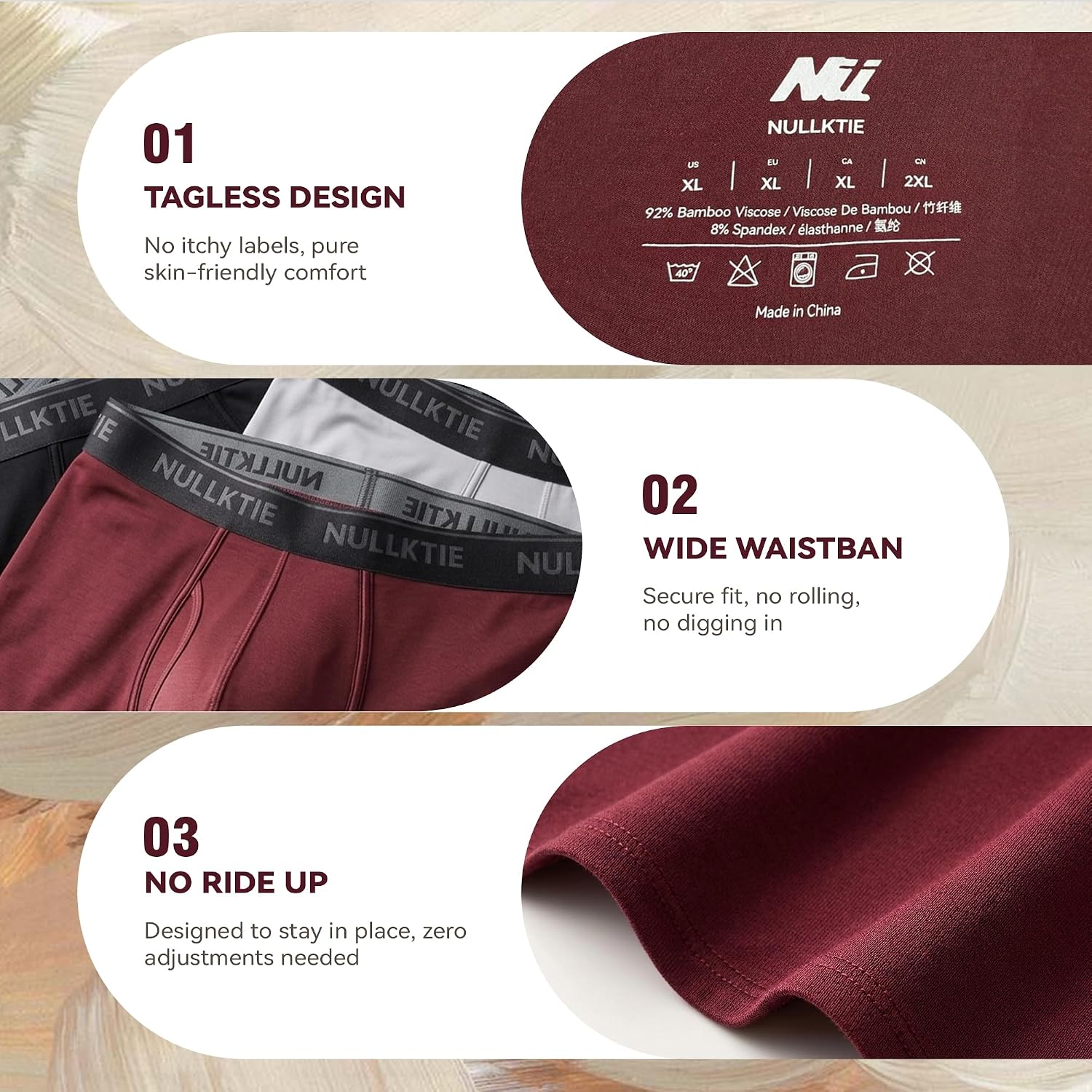 Ultra Soft Boxer Briefs with Fly, Viscose Made from Bamboo Men's Underwear, Breathable Moisture Wicking No Ride Up