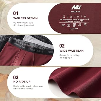 Ultra Soft Boxer Briefs with Fly, Viscose Made from Bamboo Men's Underwear, Breathable Moisture Wicking No Ride Up