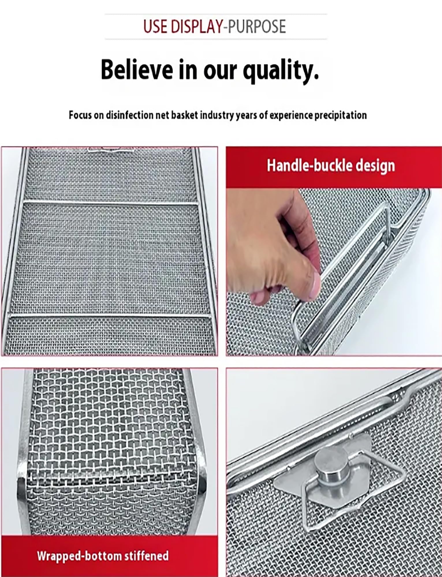 Reinigungskorb for medizinische Geräte mit 4 mm Maschenweite, Material Edelstahl 304, Sterilisationskorb for chirurgische Instrumente aus Edelstahl mit Deckel(30x20x7cm/11.81x7.87x2.76in)