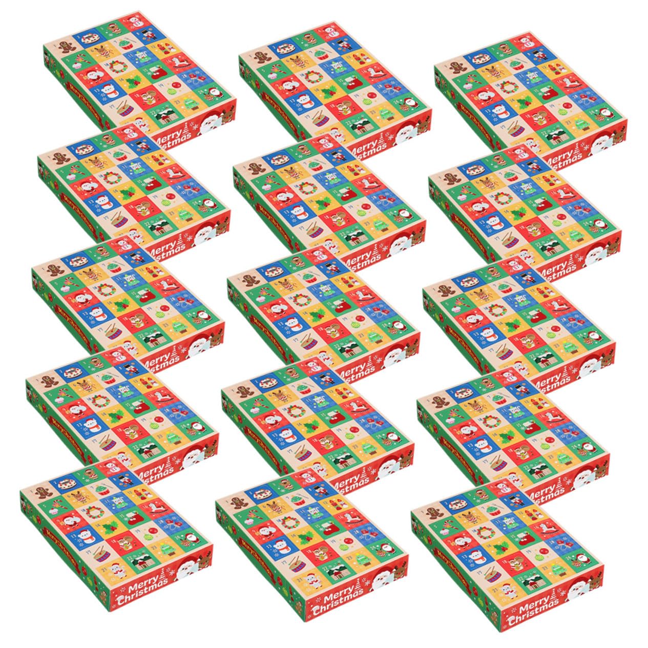 PRETYZOOM 15 Piezas Caja de Regresiva para Navidad de Calendario de Adviento Rellenable de Días Caja de Papel para Decoración Navideña de Dulces