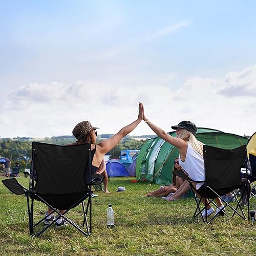 Miniatura 2 de 2 Pack Portable Camping Chairs Folding Lawn Chair Outdoor Lightweight Beach Chair with Cup Holder & Carry Bag for Outside Sports, Fishing, Hiking,