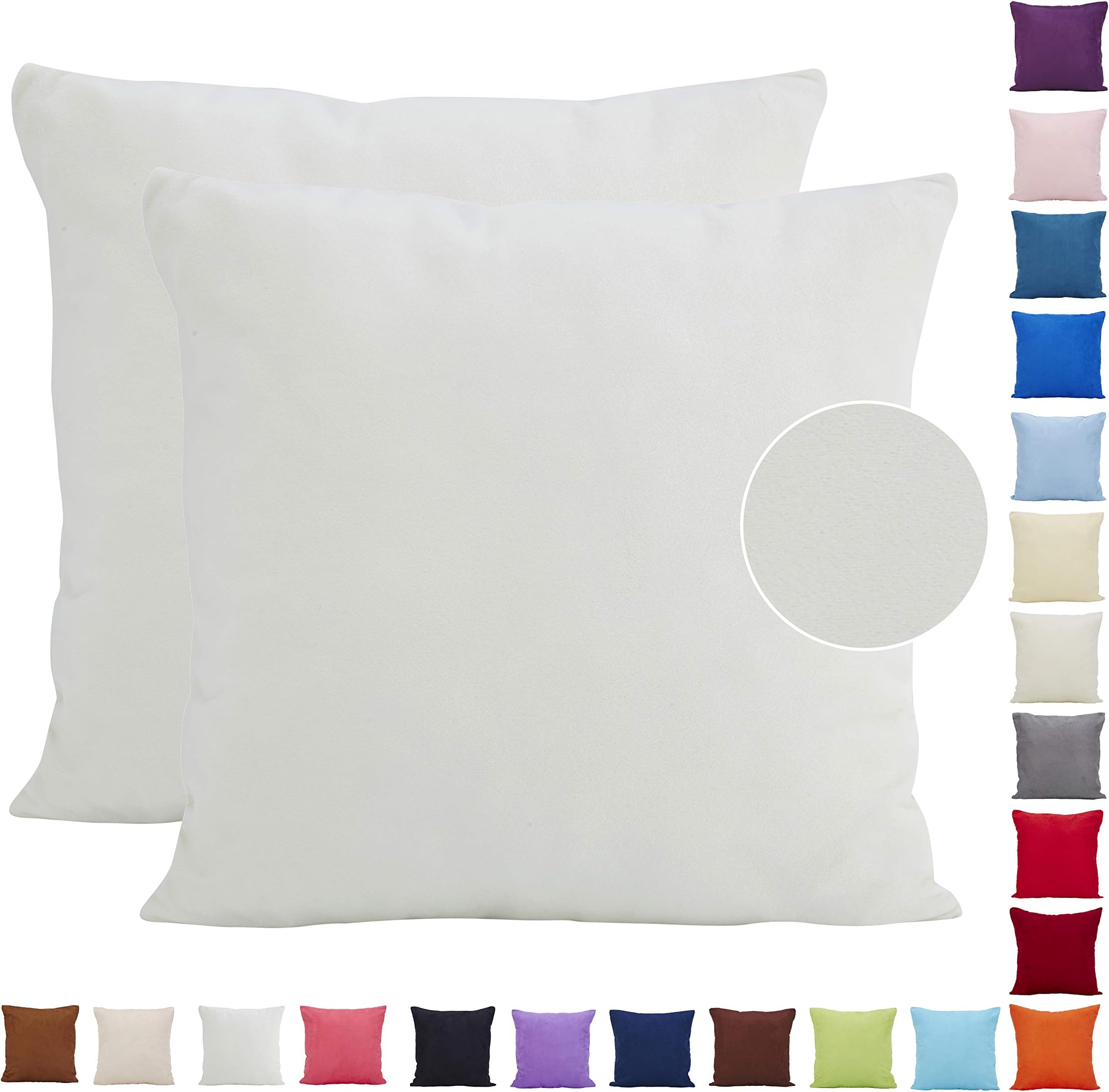 Comoco® 2Pcs Solid Color Lightweight Faux Suede Series Pillowcase Home Decor Sofa Throw Pillow Covers Available In 21 Colors and 7 Sizes (40x40cm,White)
