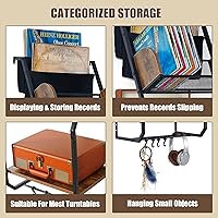 Vista 3 de Soporte para tocadiscos montado en la pared con almacenamiento de vinilo, soporte para discos de vinilo, estante de mesa para tocadiscos, soporte