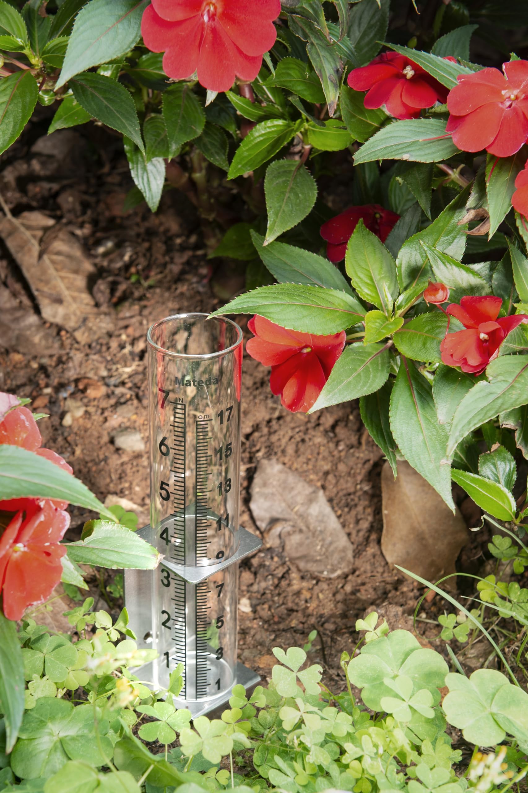 Regenmesser mit 17,8 cm Kapazität und Edelstahl-Halterung, Pfostenmontage, Regenmesser oder Hof, Garten, Outdoor, Haus (Stil C)