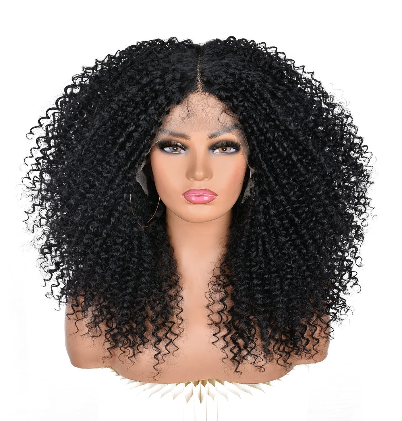 ANNISOUL Black Curly Lace Front Wig - Deep Curly Afro Style