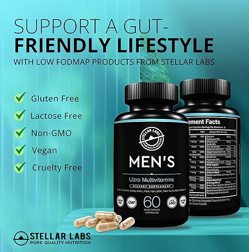 Miniatura 11 de Stellar Labs Multivitamínico diario vegano bajo en FODMAP para hombre, sin planchado, fácil de poner estómagos sensibles, vitaminas fáciles de