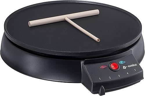 Eurolux Plancha eléctrica original de estilo francés de 12 pulgadas y crepé, revestimiento antiadherente para hacer panqueques desarrollado por el