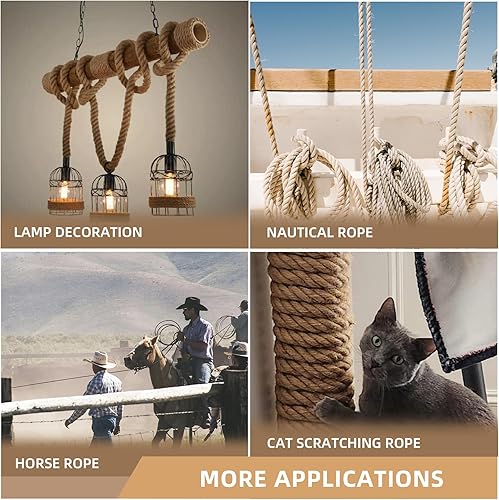 Miniatura 6 de Cuerda de yute de 1 12 pulgadas y 50 pies, cuerda de yute resistente, cuerda de cáñamo natural, cuerda de cáñamo trenzada para manualidades,