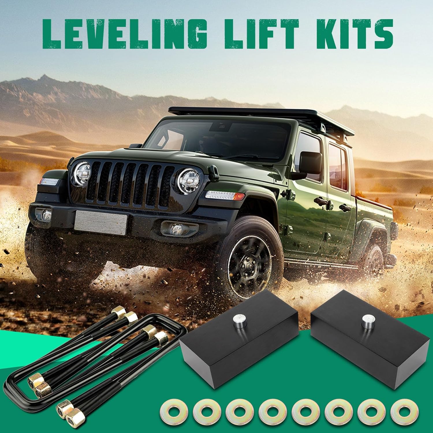 SCITOO 1.5" Rear Lift Blocks for 2000-2010 for Chevy Silverado for GMC Sierra 1500HD/2500HD/3500HD 8-Lug 2WD/4WD - High-Strength Steel Rear Lift Blocks 9/16th Pin Coil Spring Spacer