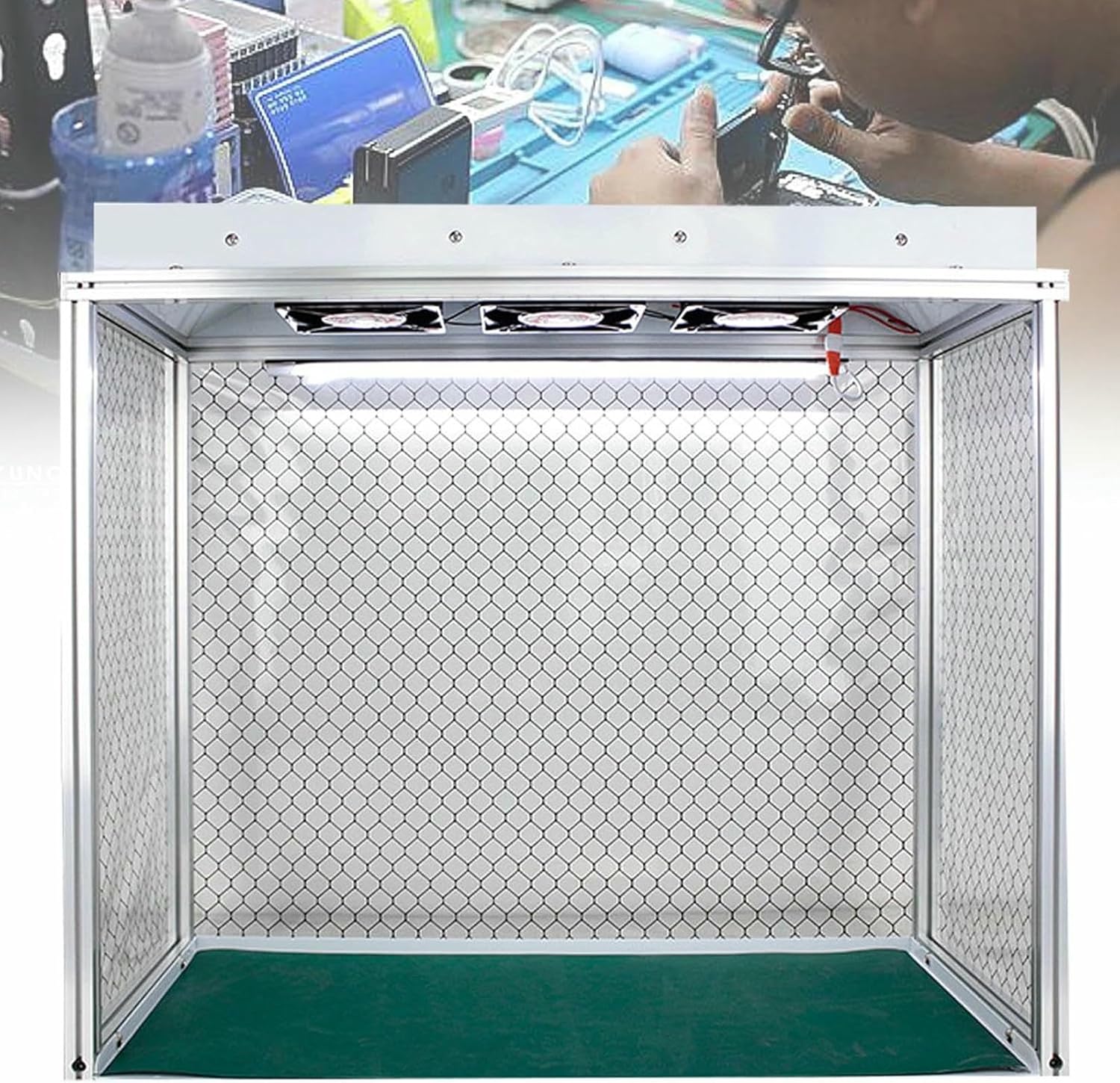 Vertical Laminar Flow Hood, Laminar Flow Cabinet, Dust-Proof Worktable, HEPA 100-level Filter with LED Lighting and Static Curtain