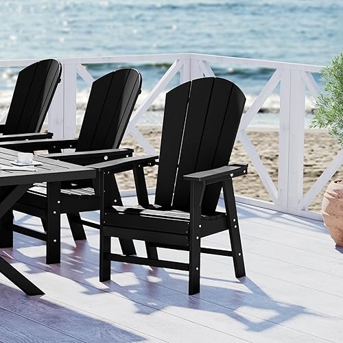 Vista 101 de WestinTrends Malibu Malibu Patio al aire libre HDPE plástico Adirondack silla comedor teca