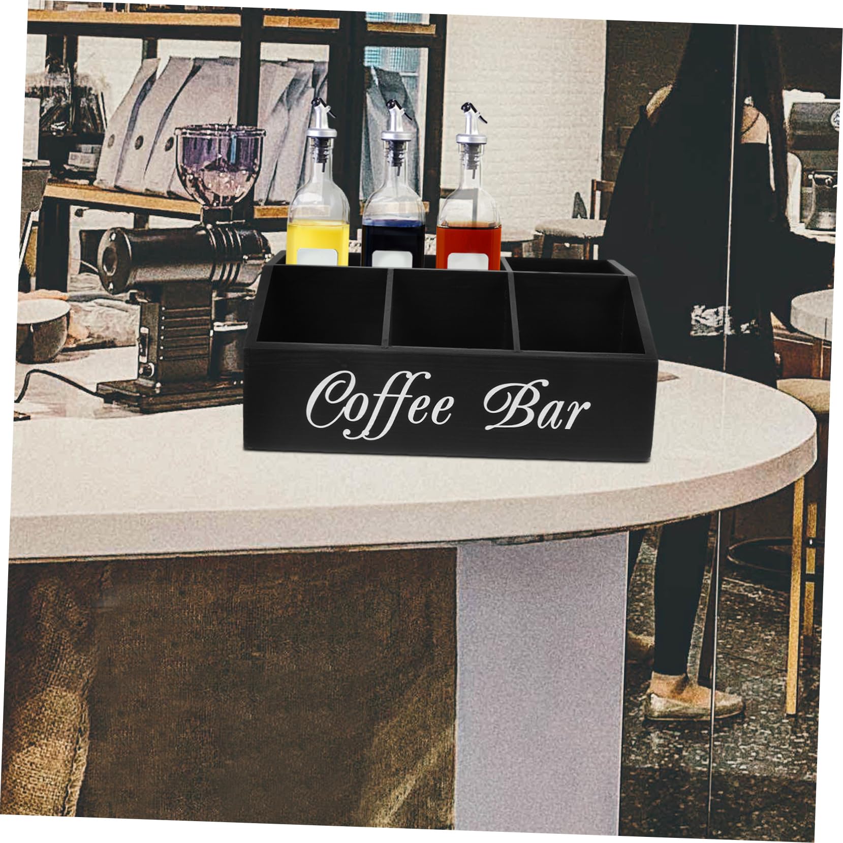 Kaffee-organizer-station Aus Holz Für Kaffee Und Tee Zubehör Aufbewahrungsbox Mit Strohhalme Und Taschentuchbox Multifunktional