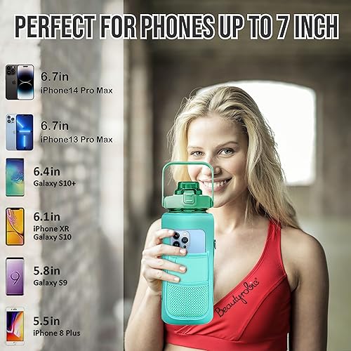 Miniatura 5 de NA-1 B HYDRATD - Botella de agua de 64 onzas con marcador de tiempo motivacional, funda de almacenamiento, tapa a prueba de fugas, perfecta para