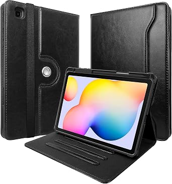 E NET-CASE Slim Case for Samsung Galaxy Tab S6 Lite 10.4 Inch 2024/2022/2020 with S Pen Holder, Shockproof Cover with Clear Transparent Back Shell,Multi-Angle Viewing Black