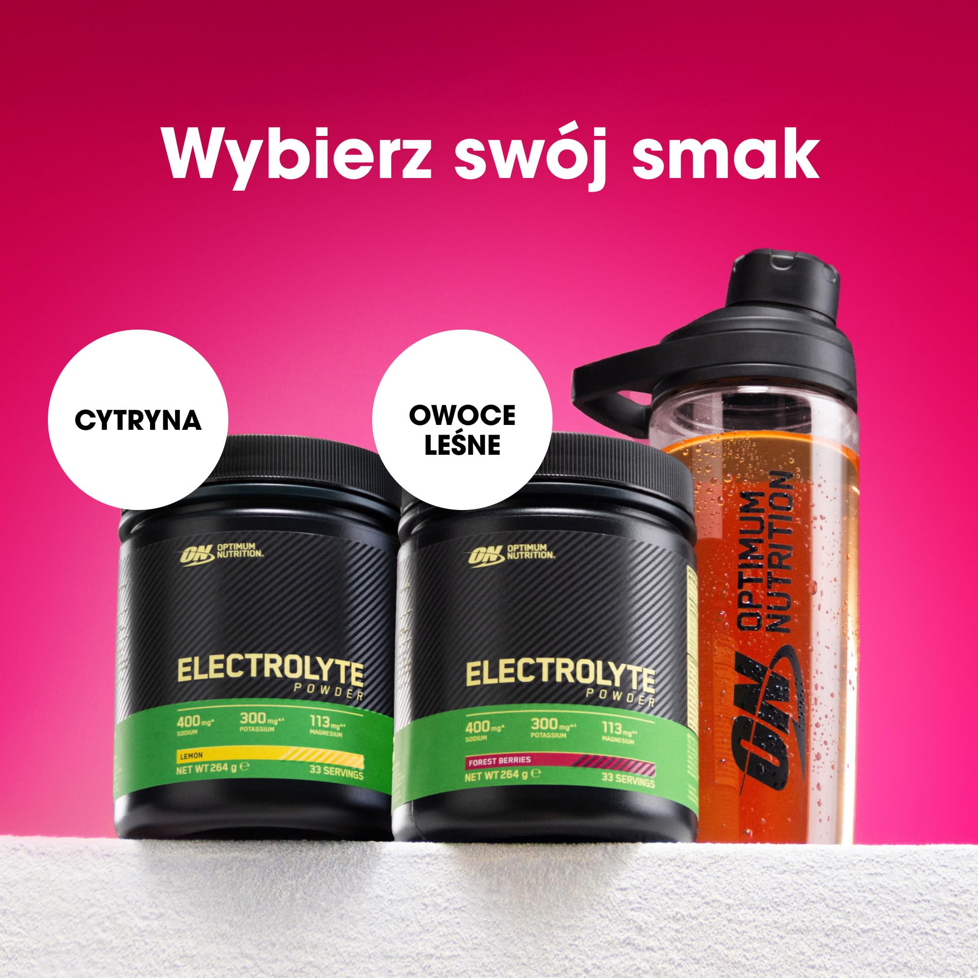 Optimum Nutrition Elektrolity w Proszku, Owoce Leśne Formuła Gotowa do Wymieszania, Sód Magnez Potas Suplement Diety dla Treningów i Intensywnych Ćwiczeń, 264 g, 33 Porcje