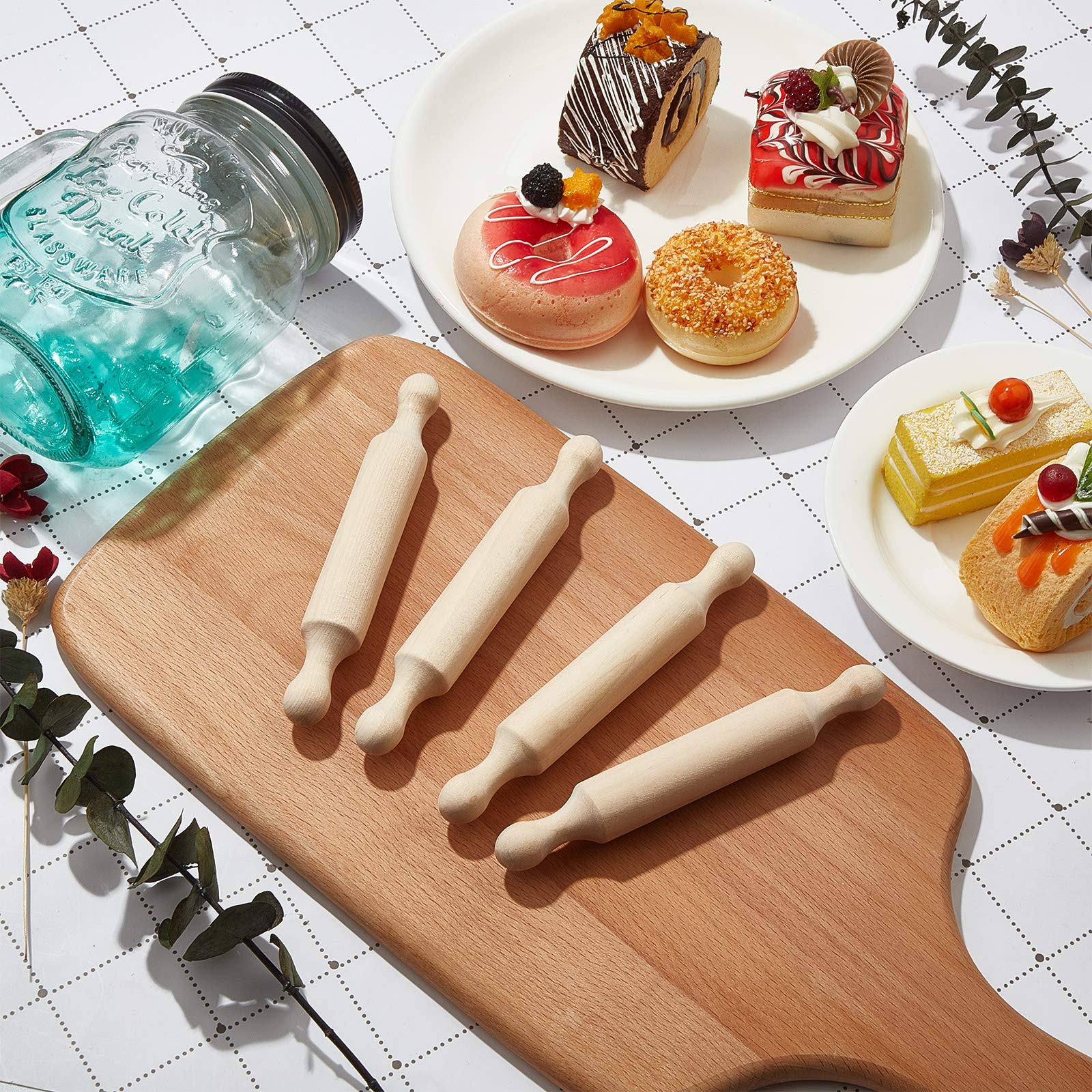 15 rodillos pequeños de madera para cocina, para hornear masa pequeña para niños, fondant, pastelería, pizza, manualidades y juego imaginativo para Halloween y regalos de Navidad (7 pulgadas) 5
