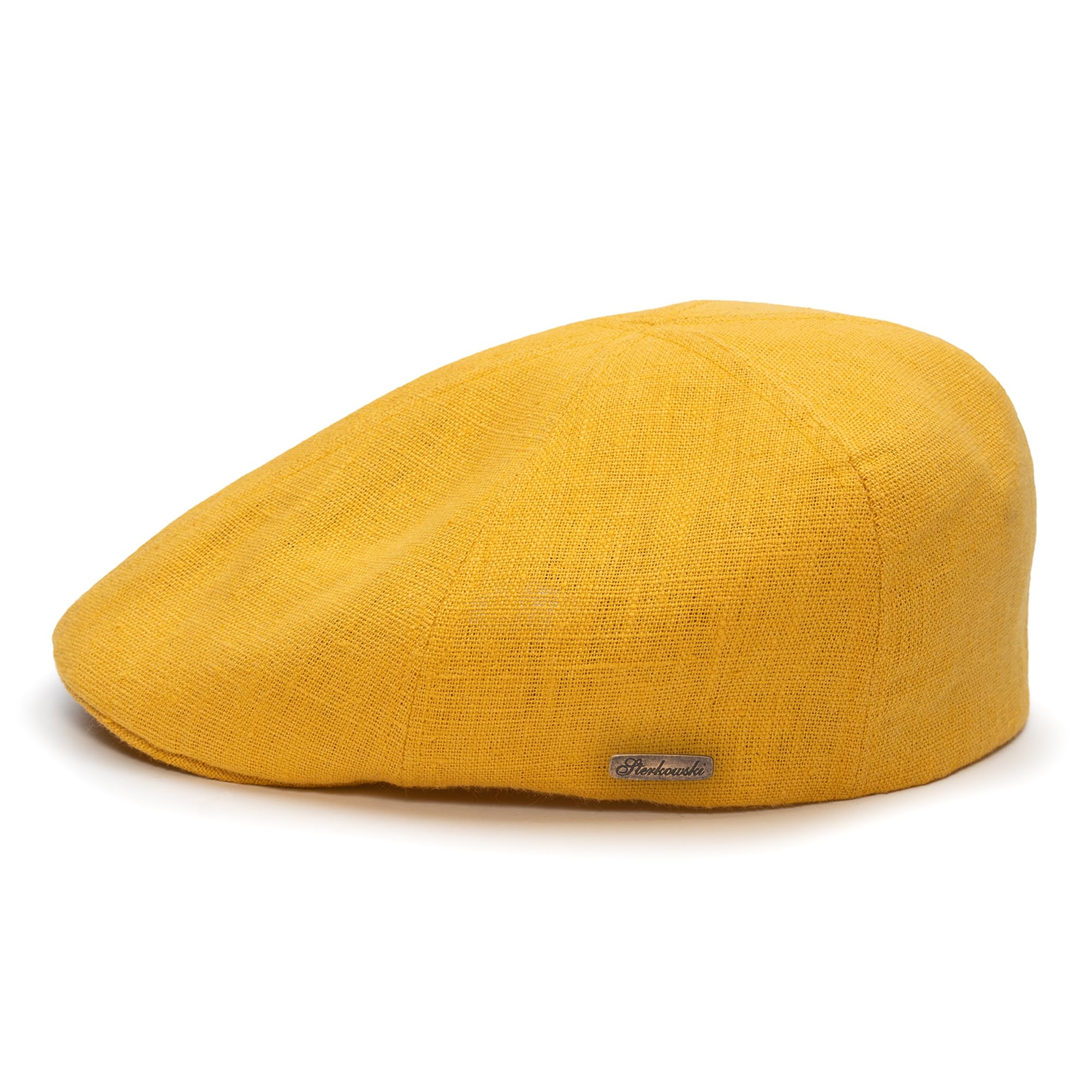 Sterkowski Men's Yellow Rusty | 100% Linen Flat Cap For And Wo | Newsboy Driving Gatsby Ivy Irish Scally Cabbie Peaky Scully Paperboy Summer Duckbill 6 Panel Cabby Newspaper Cab Driver 58 Cm