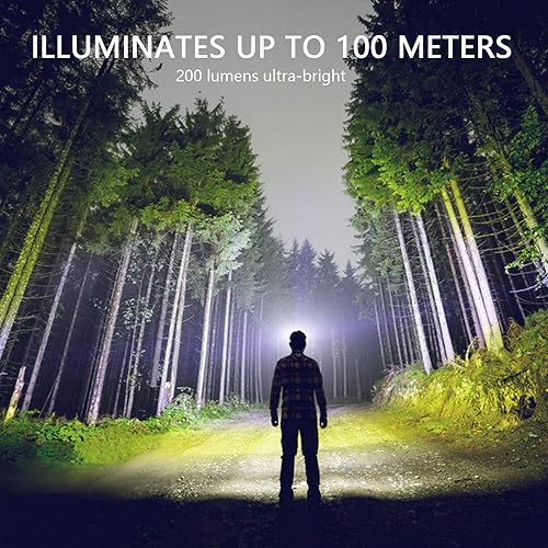 Miniatura 5 de Vekkia Linterna LED ultra brillante (paquete de 2), faro de luz blanca y roja con diadema ajustable, lámpara de cabeza impermeable IPX6 para