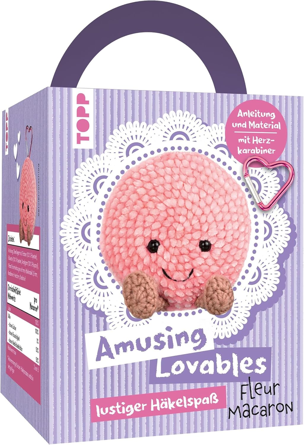Amusing Lovables Häkelset Fleur Macaron: Anleitung, Chenillegarn, Häkelnadel, Füllwatte, Sicherheitsaugen, Karabiner