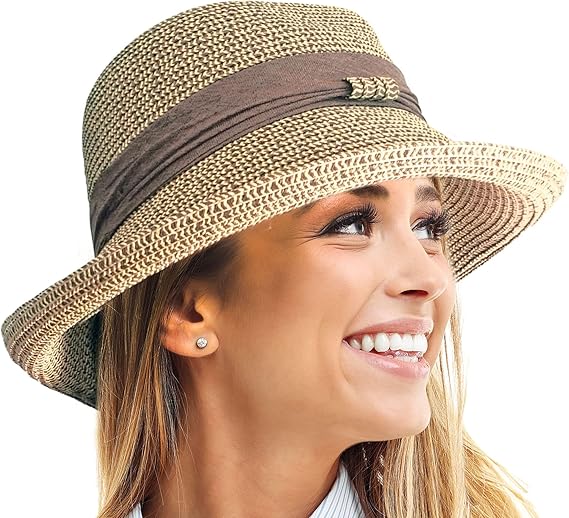 TOSKATOK® Ladies Womens Adjustable Summer Sun Hat Fashion Foldable Roll