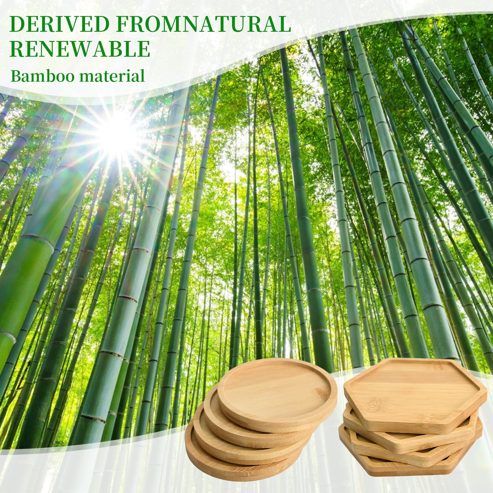 Lot De 8 Dessous De Verre En Bois De Bambou Naturel - Sous Verre