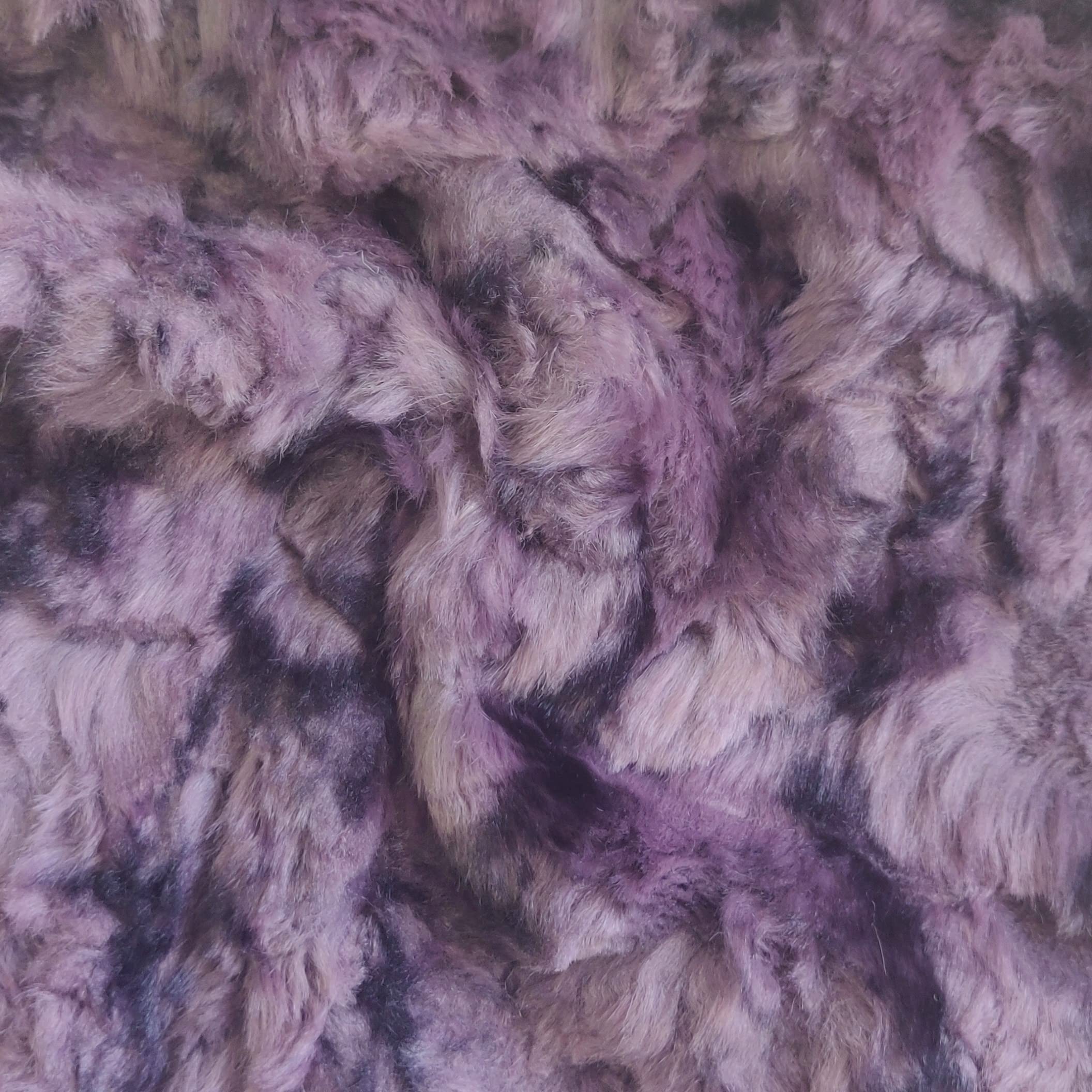 Super Luxury Faux Fur Fabric Material Purple & Black Mix, 1/4Mtr 75cm x 50cm