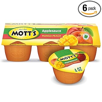 Mott's Mango Peach Applesauce, 4 oz cups, 6 count