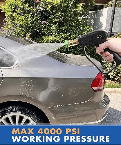 Miniatura 5 de TOOLCY Pistola de lavado a presión corta con entrada M22-0.551 in, pistola de mango de alta presión rechoncha para lavadora eléctrica, conector