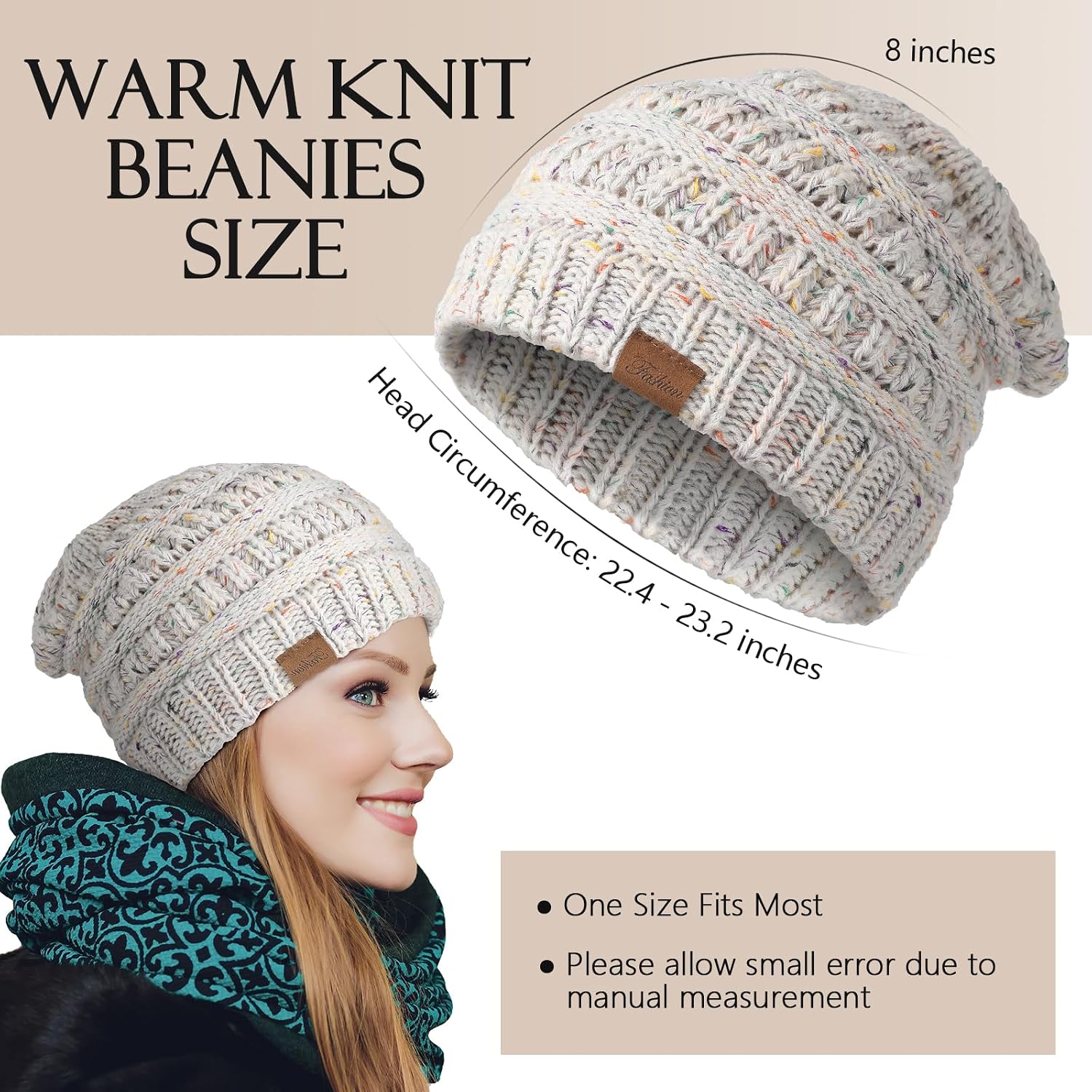 Premillow Beanie Hat, Winter Hats for Women, Beanies Women Chunky Cable Knit Hats, Thick Soft Warm Womens Winter Cap for Cold