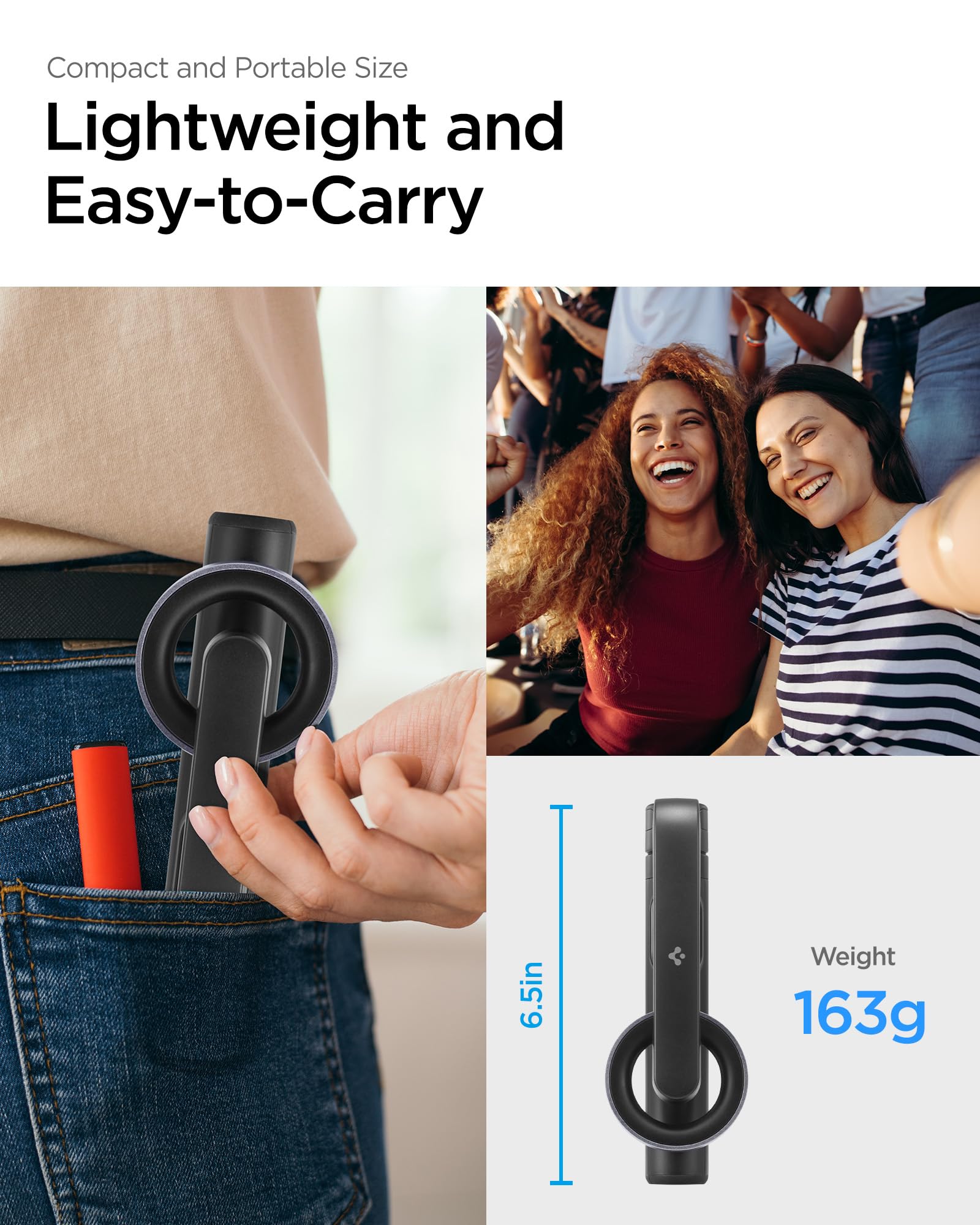 Spigen Treppiede Smartphone Bastone Selfie Compatibile con MagSafe Wondersnap MagFit S570W, Selfie Stick Bluetooth con Telecomando per iPhone, Galaxy, Pixel, Xiaomi, GoPro etc - Nero