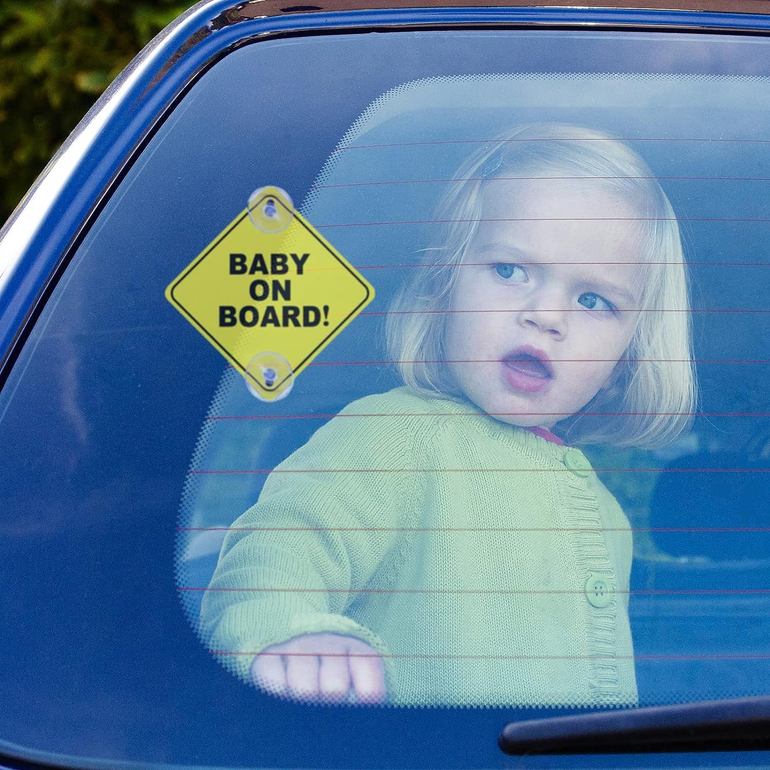 2 Pcs Baby on Board Sign for Car, Child on Board Car Sign, Equipped with 4 Suction Cups, Reusable Durable Car Baby Stickers — view 5