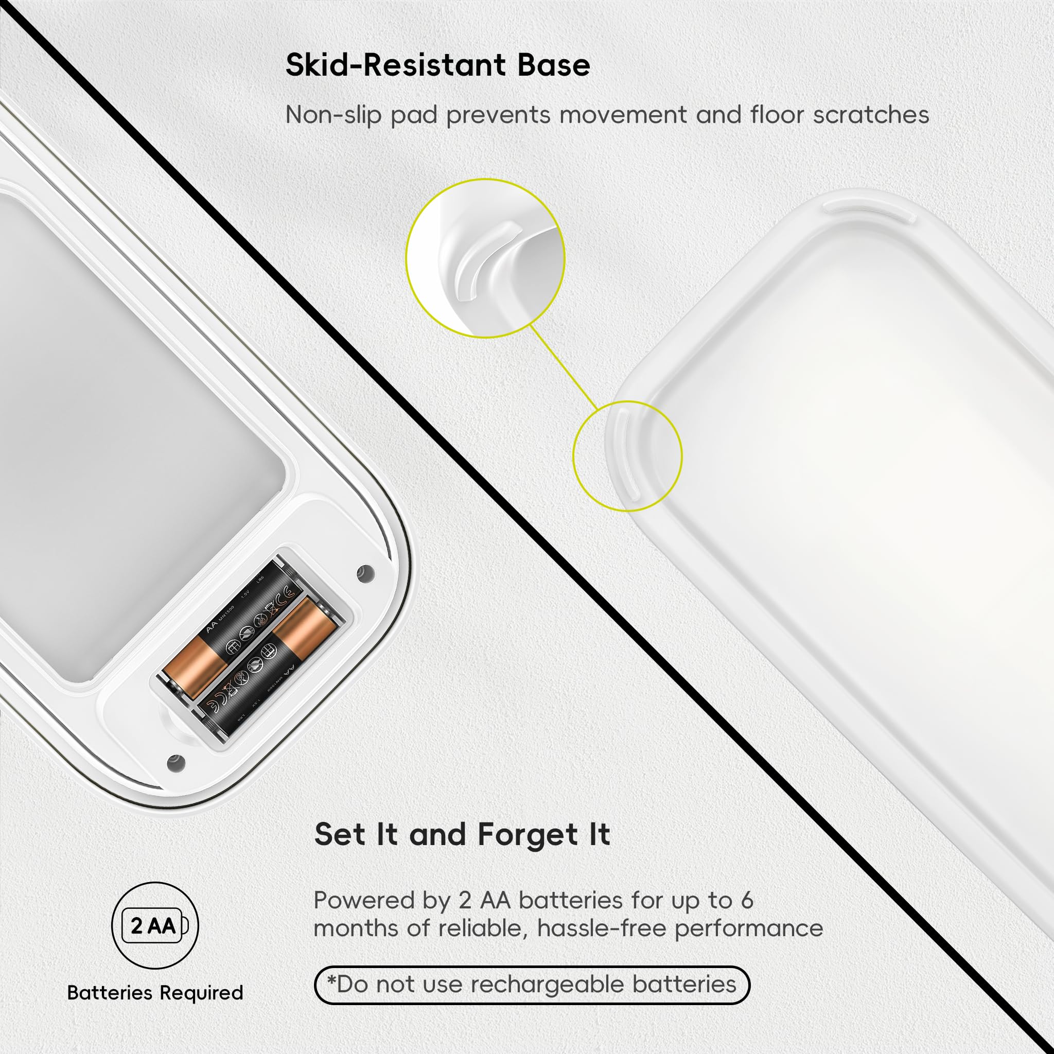 EKO Bote de basura automático para baño con tapa, cubo de basura delgado sin contacto de 2.6 galones, contenedor de basura impermeable con sensor de movimiento para baño, oficina, cocina, color blanco