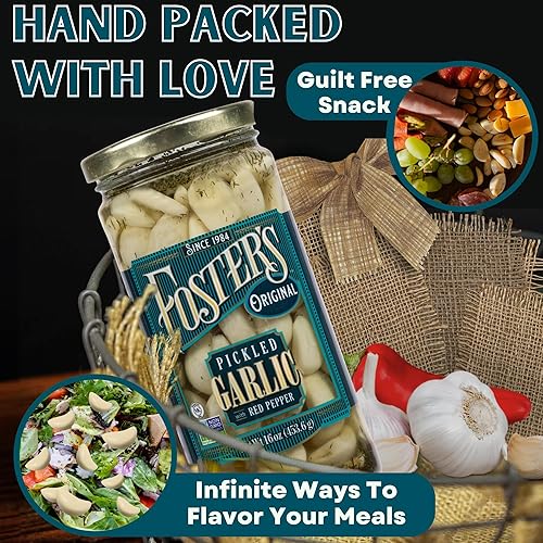Miniatura 4 de Foster's - Dientes de ajo en escabeche en frasco, original, 16 onzas, paquete de 2, receta tradicional de verduras en escabeche durante más de 40