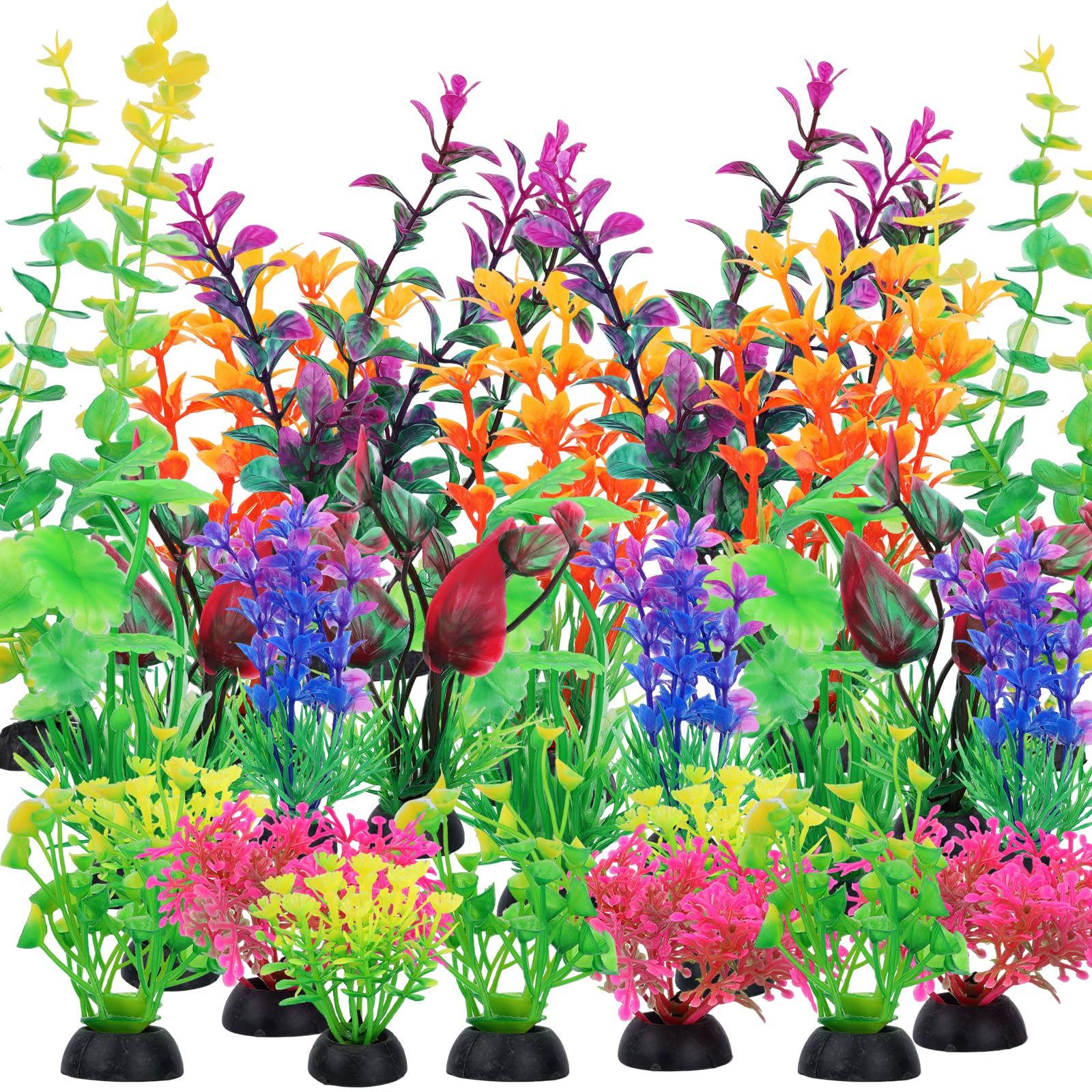 Aquarium Decorations Plants, 25pcs Aquarium Decor Plants, Colorful Artificial Fish Tank Plants Decorations Fish Tank Plants for Aquariums for Household and Office Aquarium Simulation, Small to Large