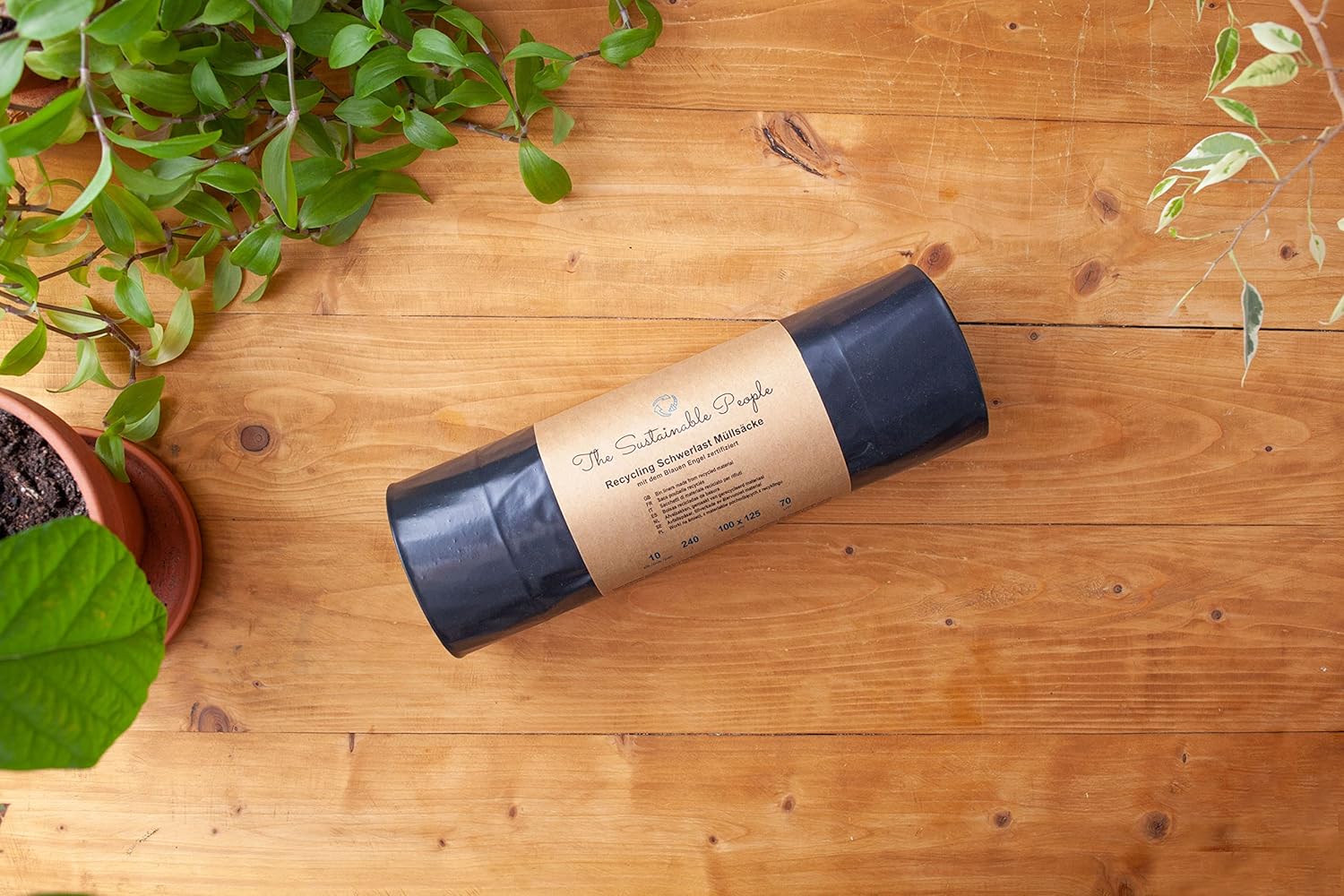 TSP Heavy Duty Bin Bags 240 L - Made from at least 90% Post-Consumer Waste (PE) - Blue Angel Certified - Pack of 10 - Extremely Tear-Resistant (70 μm) - 1000 x 1250 mm - Ideal for Renovation and