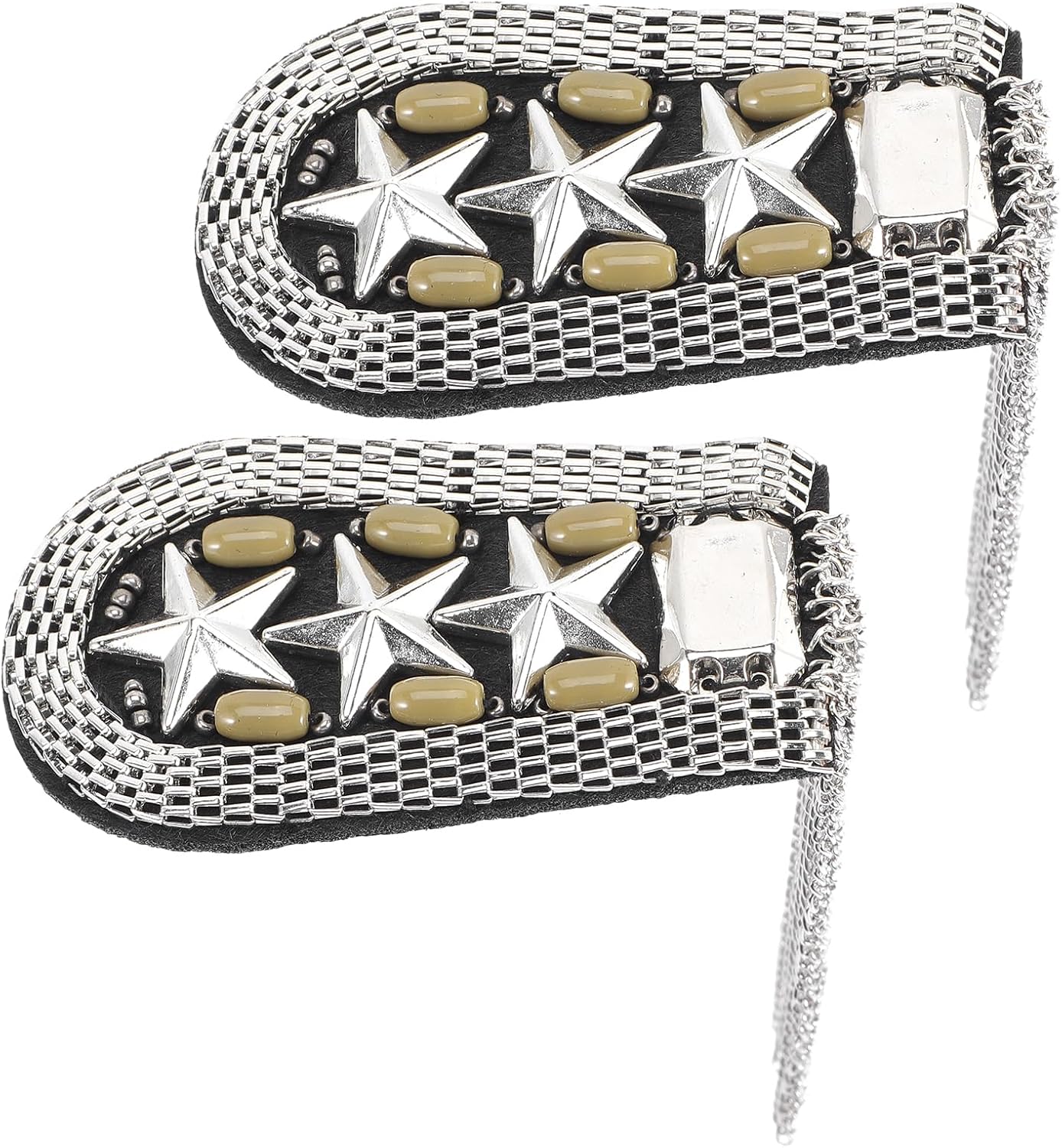 PRETYZOOM Tassel Link Chain Epaulettes Shoulder Boards Brooch Badge for Women Costume Accessories Pair 6.29X1.77In Halloween Cosplay Ceremonies Fancy Dress