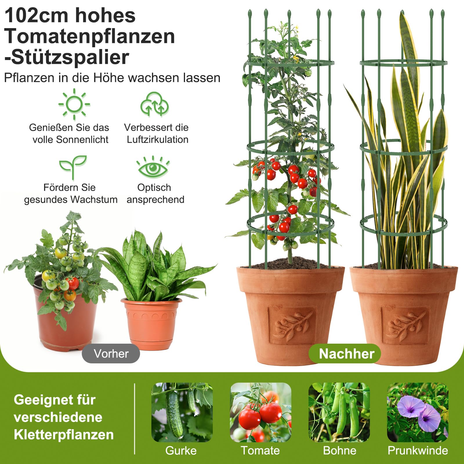 COSTWAY Tomato Climbing Aid Set of 3 Diameter 50 cm