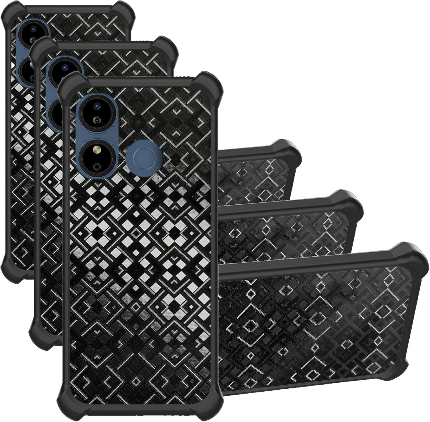 Aroepurt for Blu G44+Plus Case Compatible for Blu G44 Phone Case Stand Cover [with 2*Tempered Glass Screen Protector] Hybrid Case [3D Multi-Directional Shape Change] Black (Pack of 3)
