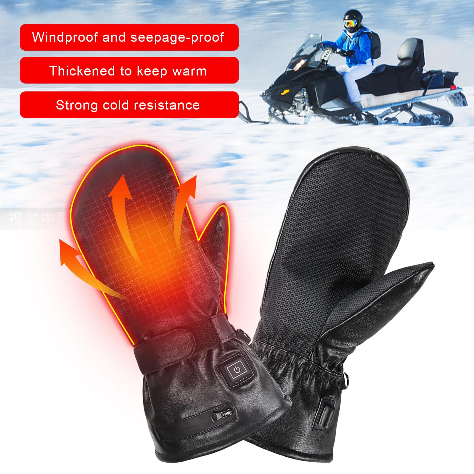 Guanti Riscaldati Ricaricabili Tramite USB – Guanti Elettrici Termici In | PU Con Batteria Da 2600 MAh E 3 Livelli Di Riscaldamento | Guanto Antivento Impermeabile Per Moto, Ciclismo, Sci E Attività A