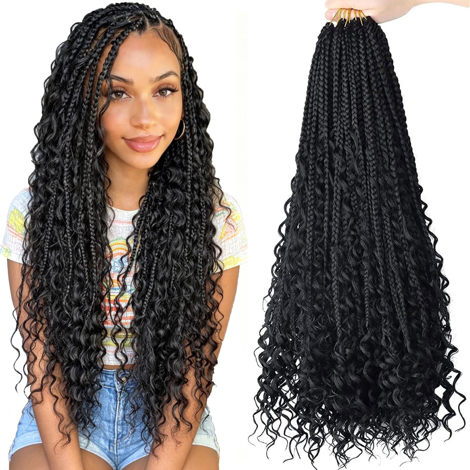 Amazon.com : LMZIM 24 Inch Bohemian Goddess Box Braids Crochet