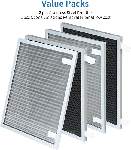 Miniatura 7 de Filtros de repuesto compatibles con Nuwave Oxypure Zero Smart Air Cleaner Purfier Modelo 47351, 47251, 47261, 2 prefiltros de acero inoxidable y 2