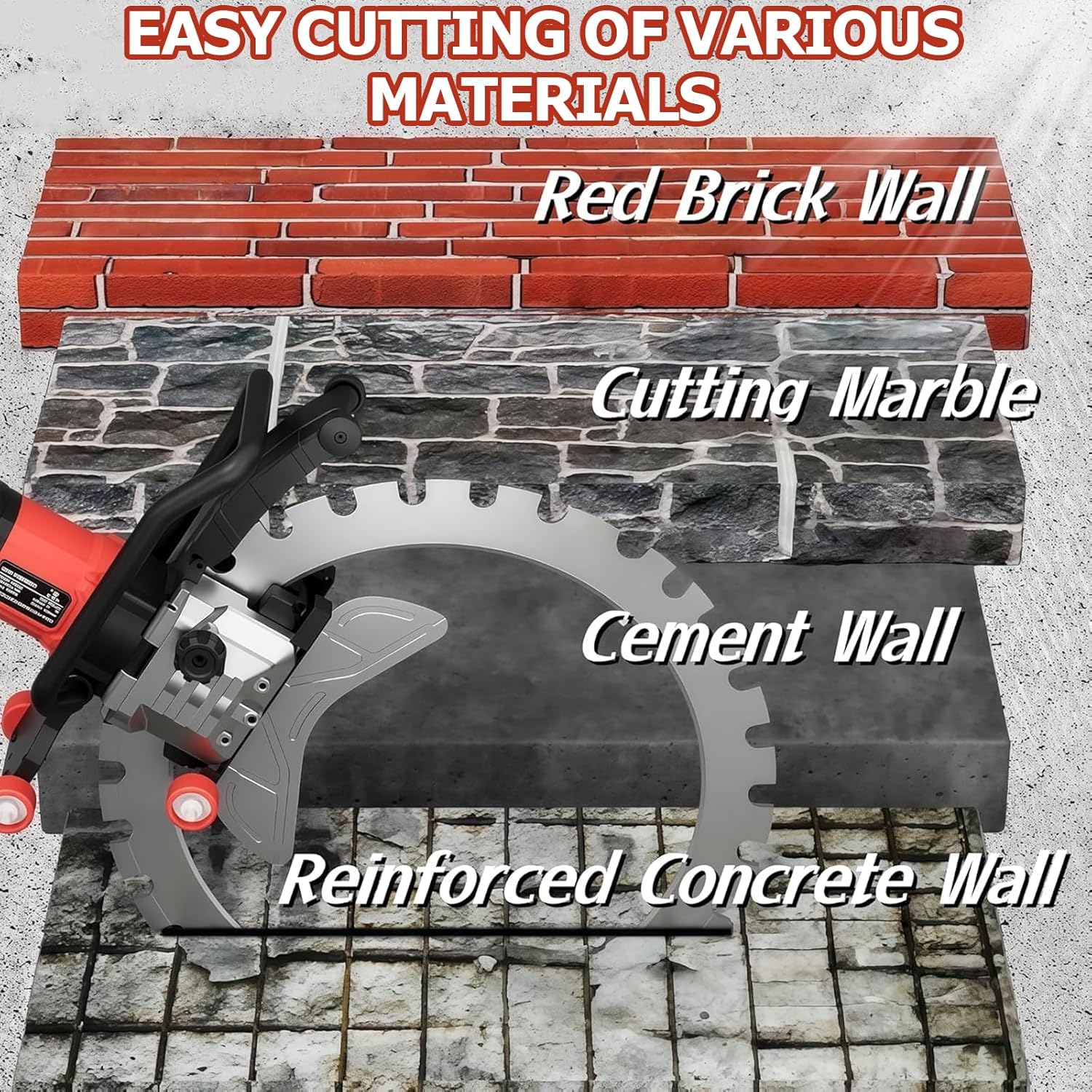 Ring Concrete Cutter Saw, 20" Professional Wall Cutting Saw, 11.8" Deep Cut, 9800W Handheld Wet Concrete Saw with Water Feed, Heavy Duty Cutter for Concrete, Brick, Stone & Rebar