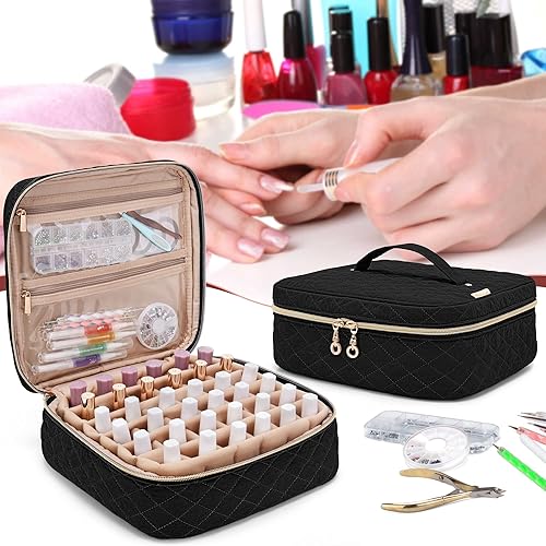 Miniatura 7 de Yarwo Bolsa de transporte para esmalte de uñas con capacidad para 36 botellas (0.5 onzas líquidas), organizador de almacenamiento de viaje para