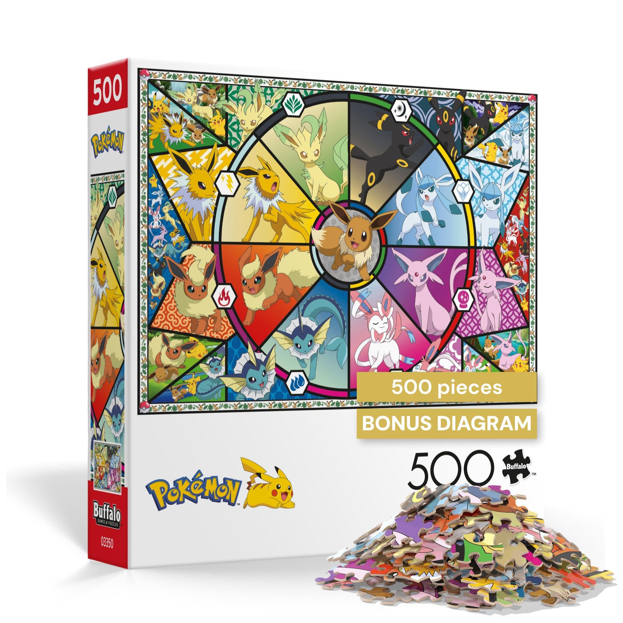 Buffalo Games - Pokémon - Eevee's Stained Glass - 500 Piece Jigsaw Puzzle
