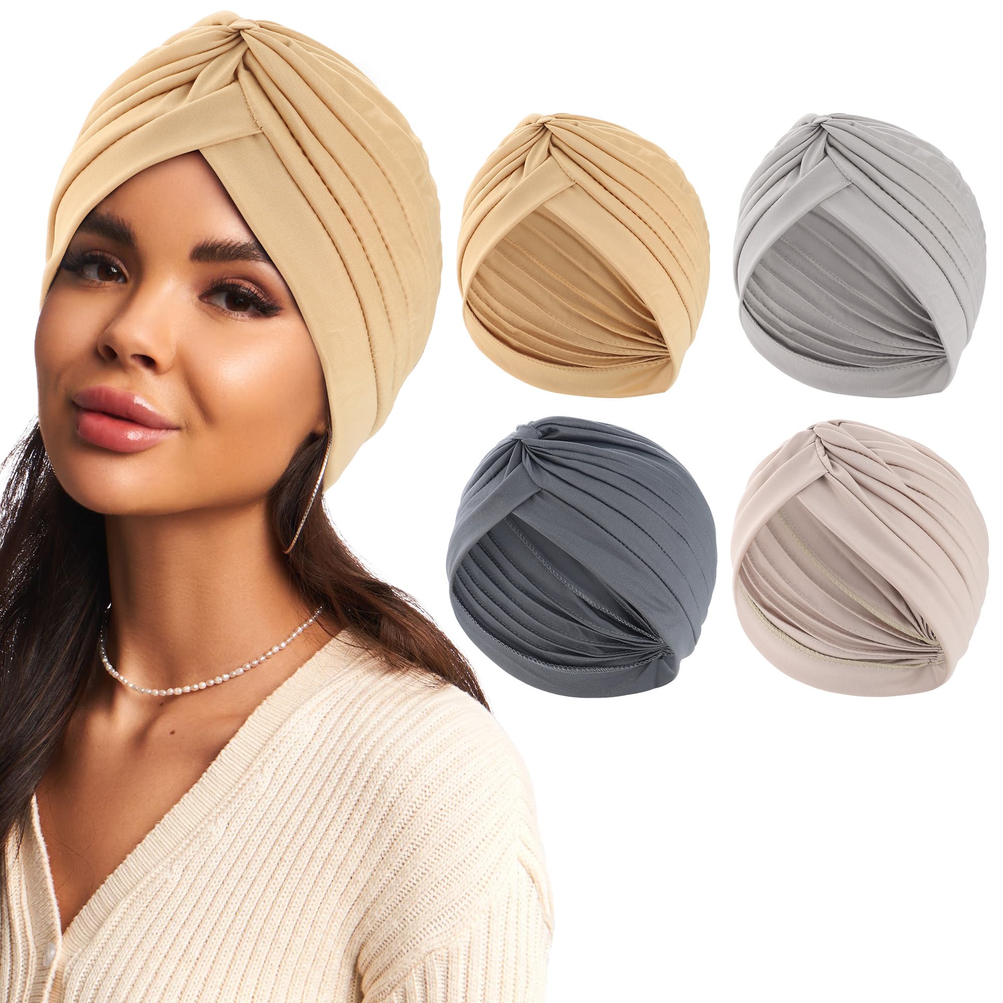 SECRET AROMA 4 turbantes elásticos para quimioterapia y cáncer, gorros de moda para mujeres negras