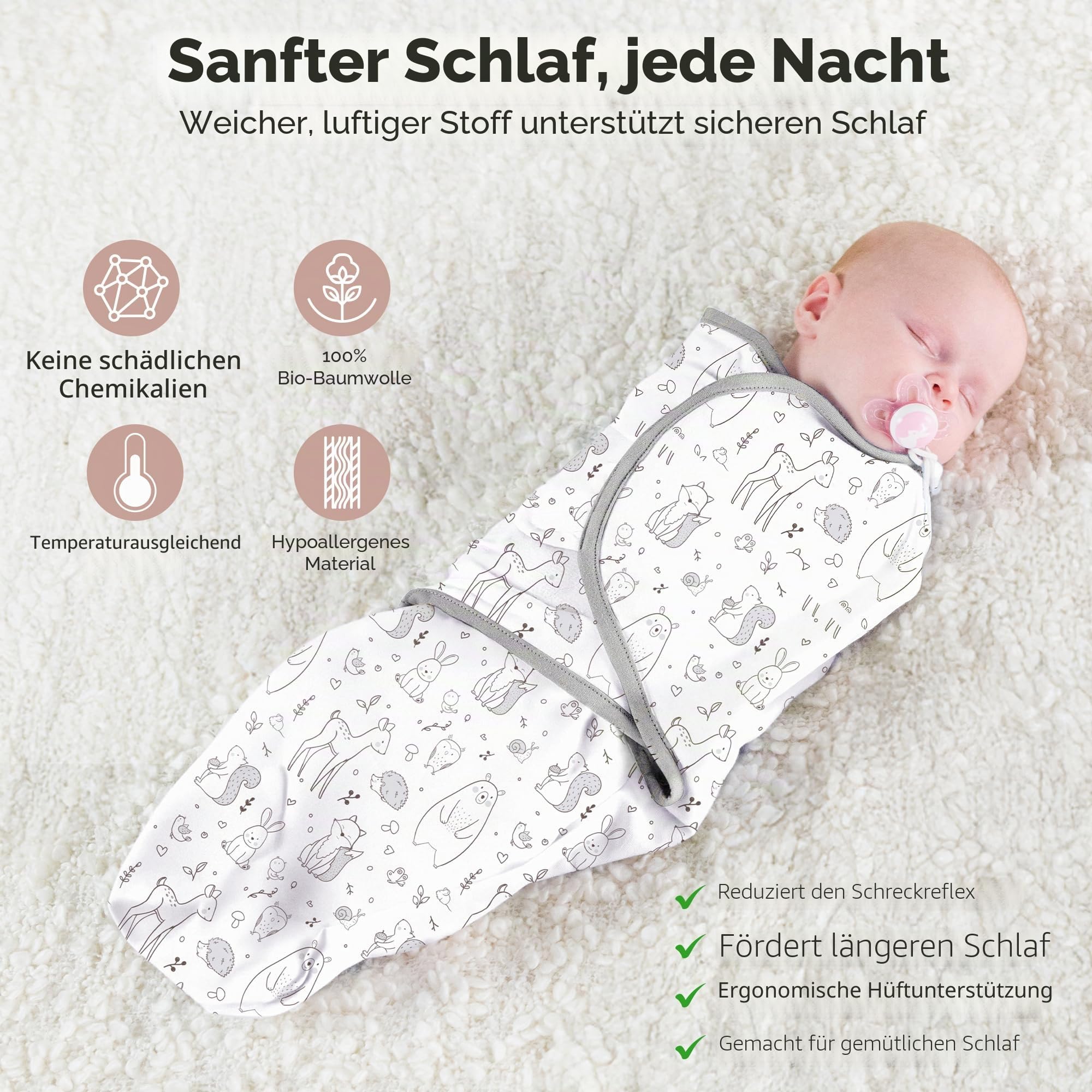 Mama Cheetah Baby Swaddle Sack, Bio Swaddle Decke Neugeborenes Swaddle Schlafsäcke, verstellbare Säuglings Swaddle Wrap, einfache Swaddles für Junge Mädchen 3-6 Monate